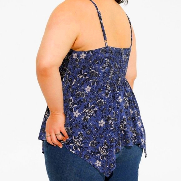 ❤️NWT VINTAGE TORRID CAMI - FLORAL PRINT - BABYDOLL SURPLICE LACE TRIM TANK - Picture 3 of 16